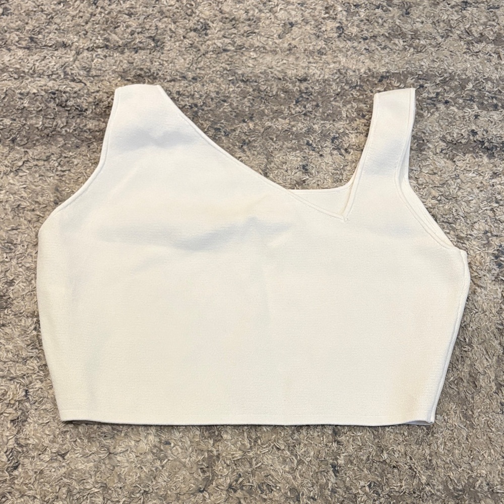 Asymmetric White Crop Top